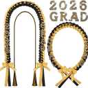Tigeen 2026 Graduation Lei with Honor Cord 67'' Rhinestone Double Braided Ribbon Necklace for High School College