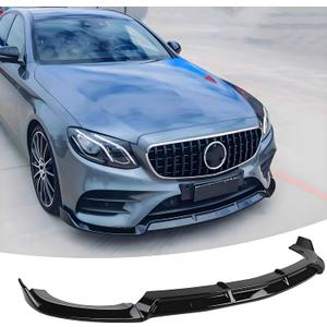 Front Bumper Lip Splitter Spoiler Fit for Mercedes E-Class E300/ E350/ E400/ E450/ E43/ E53/ W213 2017-2020 (Sport Sedan Models Only), Gloss Black 3pcs Air Chin Body Kit Exterior Accessories