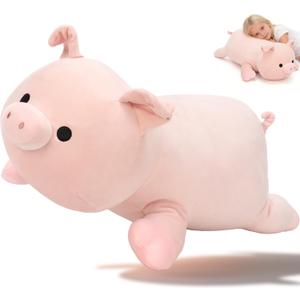 MaoGoLan Pink Pig Stuffed Animal Plush Pillow 23.6" Giant Stuffed Pig Toy, Soft Hugging Piglet Toy for Kids & Adults, Perfect Piggy Valentines Birthday Baby Shower Decor Gifts