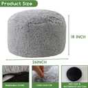 HIGOGOGO Round Stuffed Pouf Ottoman, Long Faux Fur Poufs with Foam Chunk Filling, Fluffy and Furry Pouf Foot Stool Storage Ottoman, 26 X 18 Floor Poufs Foot Rest for Living Room, Light Grey