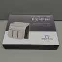 Couch Remote Caddy Control Holder Sofa Synthetic PU Leather Organizer with Detachable Tray for Recliner Chair Armrests with 4 Slots - 1 Large Pockets and 3 Small Pockets (Grey) (Gray)