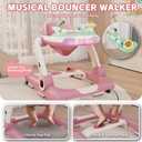 Baby Walker with Wheels, 5 in 1 Walker for Baby Boy Girl 6-12 Months with Bouncer, Music and Lights Baby Jumper Activity Center, Adjustable Height Speed, Push Walker for Ages 6-18 Months Toddler