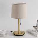Modern Table Lamp for Bedroom, Desk Lamp with USB Port, Fabric Shade 3 Brightness Levels Nightstand Lamps for Living Room, Bedside, Study Room, Dorm, Office, LED Bulb Included (Gold+Apricot)