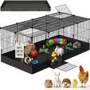 Guinea Pig Cages DIY Small Animal Playpen with Waterproof Liner, Expandable Cage for Guinea Pigs, Metal Wire Yard Fence Rabbit Cage (20 Panels - 56" L x 28" W x 18" H)