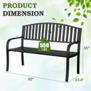 50" Outdoor Garden Bench, Iron Metal Frame Patio Bench with Backrest and Armrests, Weatherproof Anti-Rust Outdoor Bench for Front Porch, Park, Yard, Patio (402-32BK)