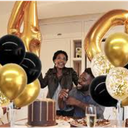 TONIFUL 4 Set Black Gold Balloon Centerpieces for Table, Balloon Stand Kit for Black Gold Party Decor 40th 50th 60th 70th Birthday Decorations Anniversary Graduation Decorations 2026 Retirement