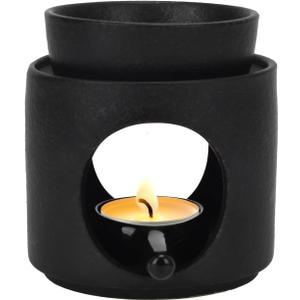 BYZCYSG Black Wax Burner, Ceramic Tealight Warmer, Scented Oil Diffuser, Black Ceramic Tea Light Candle Holder