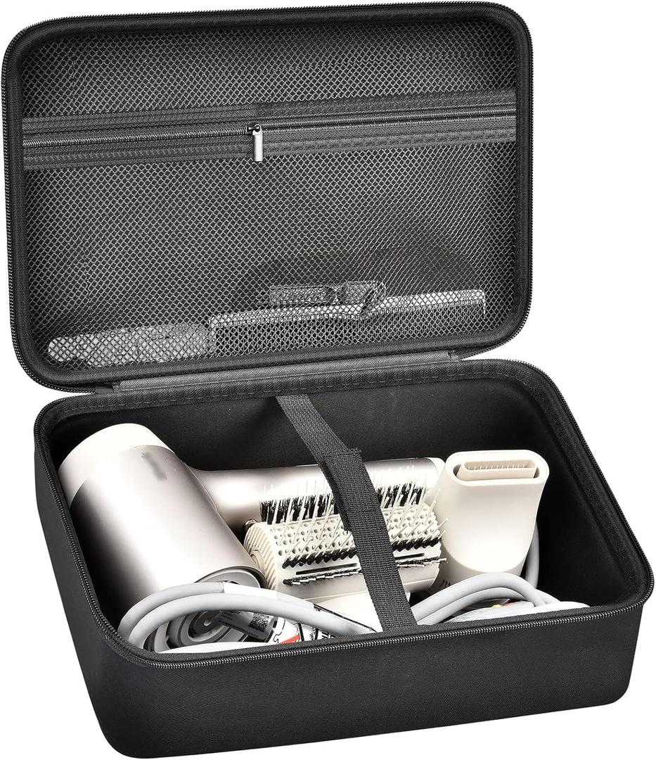 Hair Dryer Case for Shark HD112BRN & HD331 HyperAIR IQ 2-in-1 Concentrator, Storage Pouch for Dyson/Shark Flexstyle Styler Attachments and Clips, Black