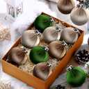 Christmas Tree Ornaments Velvet Ball - Xmas Tree Decorations Balls, Shatterproof Christmas Bulbs Decorations Set, Multicolor Green Brown Neutral, 80MM 3.15 Inch (15PCS)