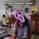 Ghost Face Mask,Halloween Screm Mask LED Scary Skull Mask Horror Full Head Masque Decorations Costume Creepy Cosplay