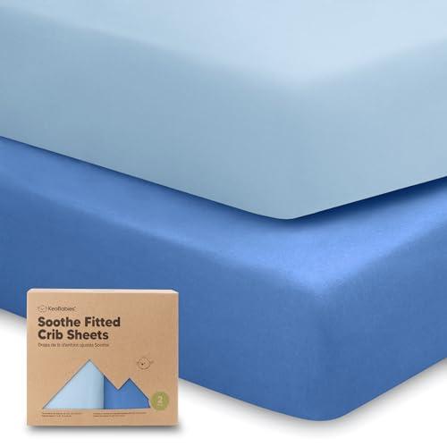 KeaBabies 2-Pack Organic Crib Sheets for Boys, Girls - 52x28 Fitted Crib Mattress Sheet Neutral, Breathable Jersey Cotton Cover for Baby Bed, Toddler Mattress, Soft & Cute Prints (Cornflower)