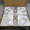 Cuspin 24 Inch Large Silver Wall Clock, Battery Operated Silent Non Ticking Metal Roman Numeral Decorative Wall Clock for Living Room, Bedroom, Kitchen, Office, Entryway