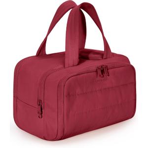 BAGSMART Travel Toiletry Bag, Puffy Toiletry Bag for Women, Wide-open toiletry bags for traveling, Large Travel Cosmetic Makeup Bag Organizer for Accessories,Toiletrie (Vintage Berry)