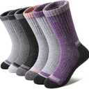 Kids Merino Wool Hiking Socks Boys Girls Toddlers Winter Warm Thick Thermal Cushion Crew Gift Socks 6 Pairs (4-7 Years, Mixed Color)