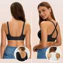 LUCKMEEY Jelly Bras for Women No Underwire V Mesh Push Up Bralette with W-Shape Support, Wireless Seamless Bra (U/Cross) (Black, XXL)