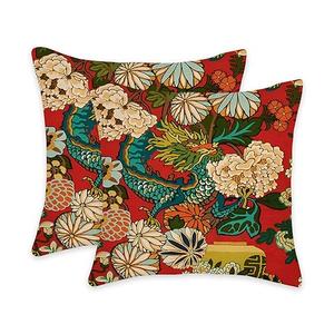 Pillow Covers 18x18 Inch Decorative Pillow Case red background-Chiang Mai Dragon Linen Square Cushion Covers for Home Couch Bedroom Livingroom Patio Pack of 2 throw pillow covers(Chinese dragon) Pillow Covers 18x18 Inch Decorative Pillow Case red background-Chiang Mai Dragon Linen Square Cushion Covers for Home Couch Bedroom Livingroom Patio Pack of 2 throw pillow covers(Chinese dragon)