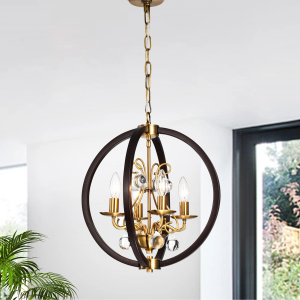 Inori Matte Black/Gold 4-light Chandelier