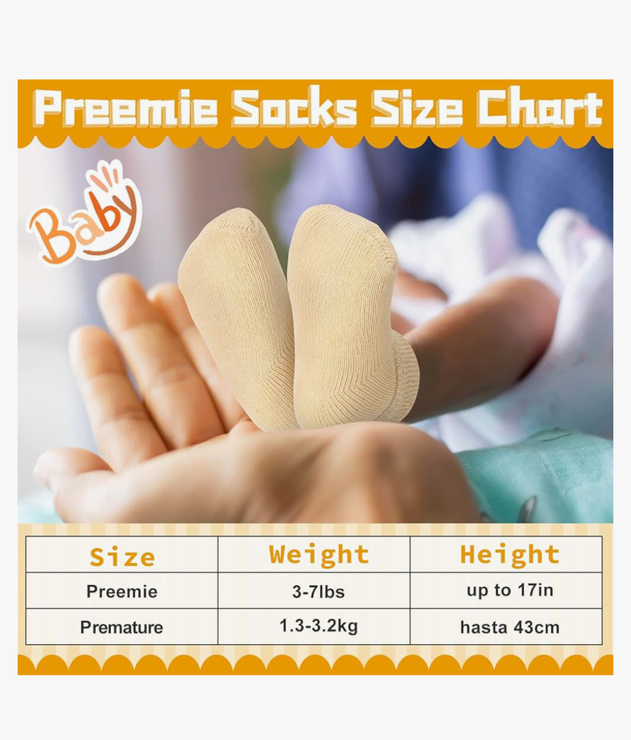 Janmercy Pair of 8 Preemie Socks Baby Boy Girls Newborn Premature Terry Cotton Socks for Unisex Baby