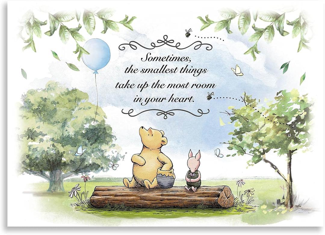 Classic Winnie Bear Baby Shower Backdrop Party Decorations Supplies for Boys Newborn Kids Blue Balloon and Friends Birthday Cake Table Banner Photo Studio Props Photography Background 7x5ft