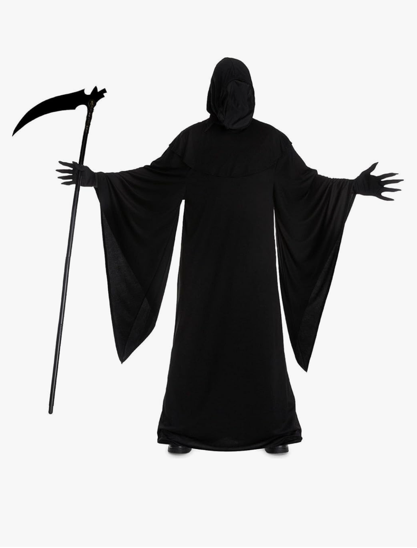 Morph Grim Reaper Costume For Men - Adult Grim Reaper Robe - Spooky Halloween Outfit - Dark Cloak For Parties, L