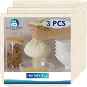 3 PCS Cheese Cloth Bag for Straining, 14x14 Inch Nut Milk Bags,100% Cotton Unbleached Muslin Cloth Strainer for Cooking, Baking, Juicing, Cheese Making