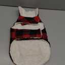 Malier Classic Plaid Fleece Dog Coat - Windproof Warm Dog Jacket with Pocket, Winter Pet Clothes Apparel for Small to Large Dogs (Red, Small)