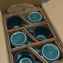 famiware Coffee Mugs Set of 6, Nebula 14oz Coffee Mugs, Ceramic Cup Set with Handle for Latte, Tea, Milk, Cappuccino, Cocoa, Dark Green