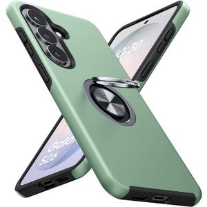 JAME for Samsung Galaxy S26 Case, Dual Layer Military Grade Heavy Duty Shockproof Cover with Metal Ring Holder Stand Kickstand, Slim Fit Protective Phone Case for Samsung Galaxy S26 6.3", Alpine Green