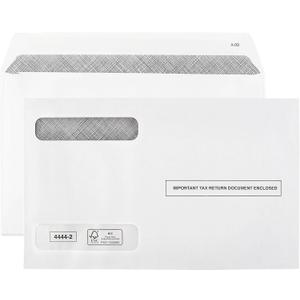 Tax Envelopes Designed for W2 Forms 4 Up Horizontal Format, Double-Window Self-Seal Security Envelopes, 25 Pack, One Size