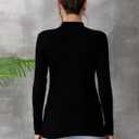 MANGDIUP Women's Mock Turtleneck Long Sleeve Sleeveless Pullover Tops Slim Fit Basic T-Shirts (Black)