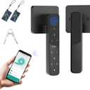 Fingerprint Door Lock-Smart Door knob, Biometric Door Locks,with App/Code/Backup Key/Fingerprint/IC Card, Smart Door Knob Keyless Entry Door Lock with Handle for Home Hotel Office Apartment Bedroom (Black)