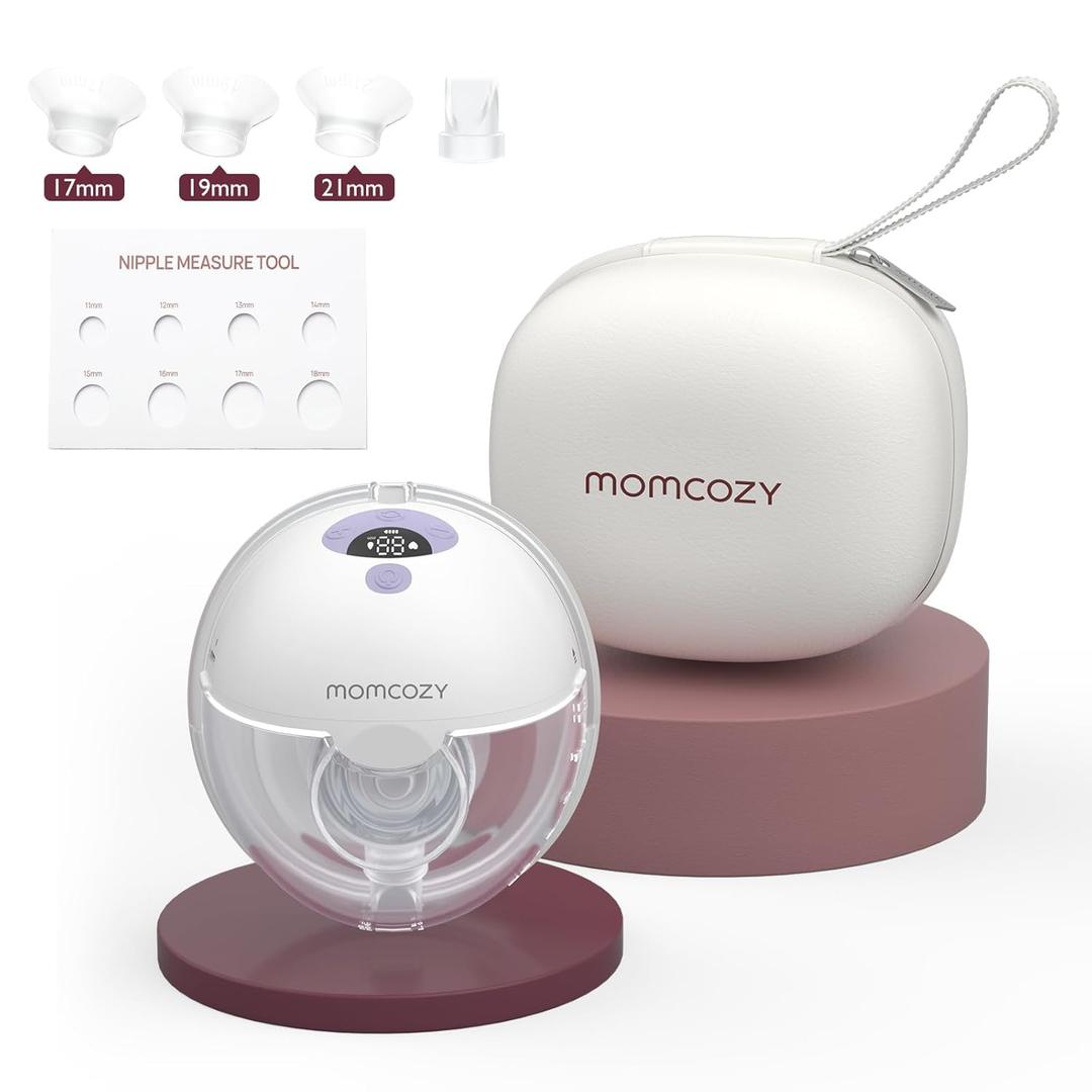 Momcozy M5 Hands-Free Wearable Breast Pump, Double-Sealed Flange for Baby-Like Comfort, 3 Modes & 9 Suction Levels, Portable Electric Pump  24mm, 1 Pack Lilac (1 Count, Lilac)