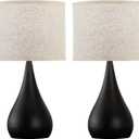 18.1'' Small Modern Touch Lamps for Nightstand Set of 2 with 3 Way Dimmable, Table Lamps for Living Room, Office, Bedside Lamps with Heavy Iron Base, Touch Switch, Bulb Included, Black