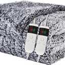 Heated Blanket Heated Queen, Electric Blanket 84"x90" Heating Blanket with 8 Hours Auto Off 10 Fast Heating Levels Machine Washable Sherpa Heated Blanket with Overheating Protection (Gray)