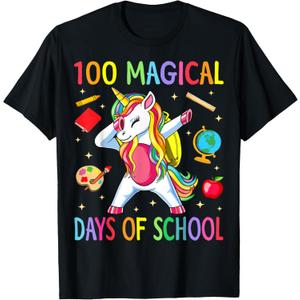100th Day of School Unicorn 100 Magical Days Teacher Girls T-Shirt, M