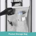 Seiritex Over the Door Ironing Board 14x42 inches with Iron Holder and Pocket Storage Bag, Hanging Iron Board for Home Laundry Room, Black