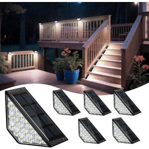 BKBB PPBB Solar Step Lights for Outside, Solar Stair Lights Outdoor Waterproof, Deck Step Lights for Fence, Patio, Yard, Porch, Front Door, Sidewalk, Garden, Patio Decor (6, Cool White)