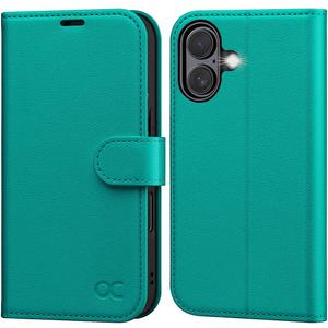 OCASE for iPhone 17 Wallet Case, PU Leather Flip Cover with Card Holder, RFID Blocking, Kickstand, Magnetic Closure, Protective Phone Case for iPhone 17 6.3-Inch 2025, Blue Green