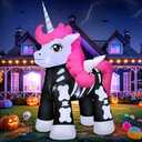 Halloween Inflatables Decoration Outdoor, Halloween Blow up Outdoor Decoration, Built in LED Lights Skeleton Unicorn Decorations for Party, Indoor, Outdoor, Garden, Yard Lawn Décor