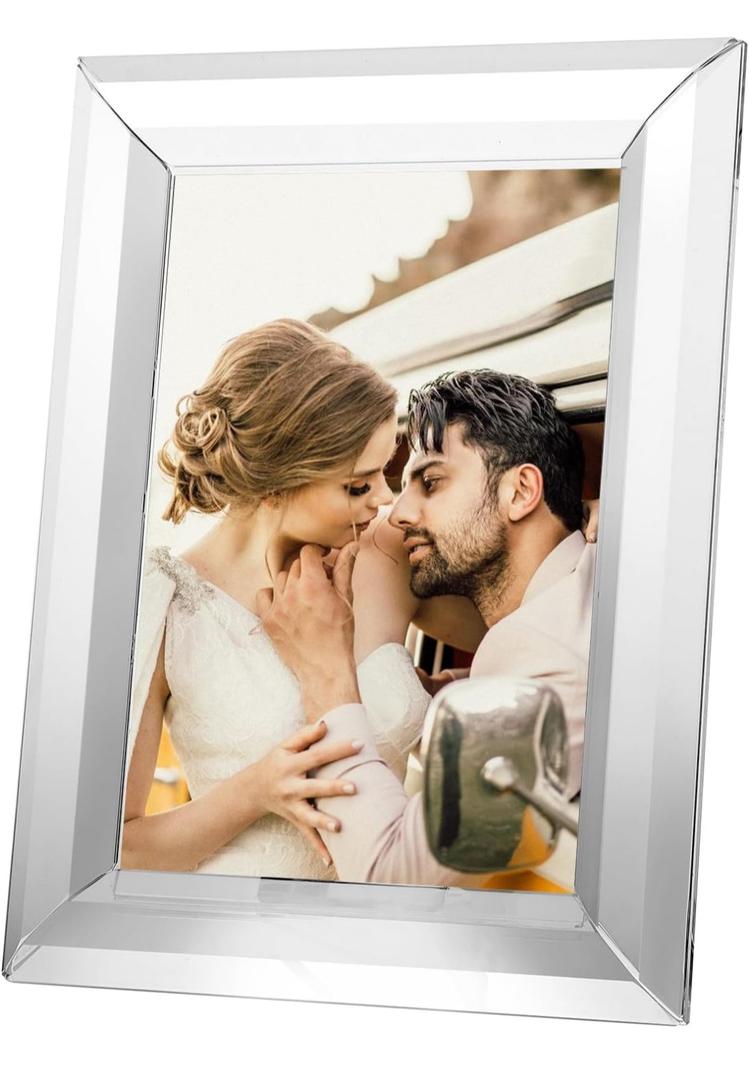 5x7 Crystal Picture Frame - Exquisite Crystal Photo Frame for Tabletop/Desktop Display, Vertical Orientation