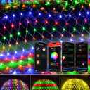 4 x 6FT Christmas RGB Net Lights Outdoor with Smart APP Remote Control, DIY Color Changing 150 LEDs Smart Mesh Lights for Bushes, Waterproof Christmas Mesh Light with Timer Music for Tree, Fence, Bush