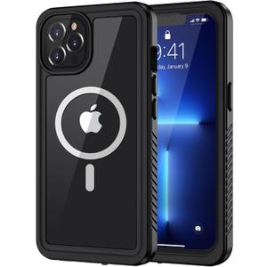 Lanhiem Magnetic for iPhone 13 Pro Max Case, Waterproof Dustproof Cover [Built in Screen Protector] [Compatible with MagSafe], Full Body Heavy Duty Phone Case for iPhone 13 Pro Max - 6.7 (Black)
