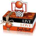 5 Pcs Basketball Decoration Farmhouse Wooden Mini Book Stack Sport Ball Party Table Centerpieces Senior Night Basketball Decor for Locker Room Home Bedroom Office Desk Tiered Tray Shelf
