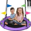 HeyZoo Tree Swing, Saucer Swing 40 Inch for Kids, 900lbs Weight Capacity, with Adjustable Hanging Straps, for Backyard and Outdoor Playground, Purple