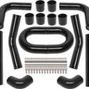 8Pcs Universal Aluminum Intercooler Piping U-Pipe Black Kit with T-Bolt Clamps and Black Coupler (8Pcs 3 Inch)
