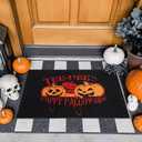 Halloween Door Mat, Halloween Pumpkin Doormat Outdoor Front Door Entrance Absorbent Entry Mat with Non Slip Backing, 24''x36'', Pumpkins Black