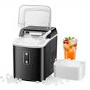 NEWBULIG Nugget Ice Makers Countertop, Portable Nugget Ice Machine, Ready in 6 Mins, 24lbs in 24Hrs, Auto-Cleaning, with Basket and Scoop, for Home, Kitchen, RV, Camping, Black (14.5"*13.7"*10.4")