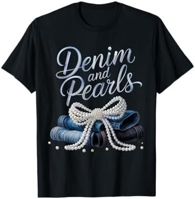 Denim and Pearls for Ladies 2025 Denim with Pearls T-Shirt, Size 2X