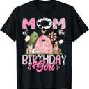 Mom Of The Birthday Girl 1St Birthday Pink Cow Farm T-Shirt (Black, XL)