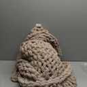 Bigacogo Chunky Knit Throw Blanket for Couch, 40x40 inches, 100% Hand Knitted with Thick Jumbo Chenille Yarn, Cozy Soft Large Rope Knot Cable Crochet Blankets for Sofa Bed Living Room, Beige